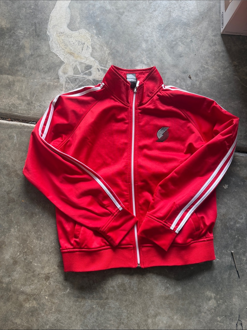 Red Track Jacket with White Stripes - Portland Trail Blazers Style